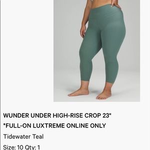 Lululemon Wonder Under Leggings Size 10